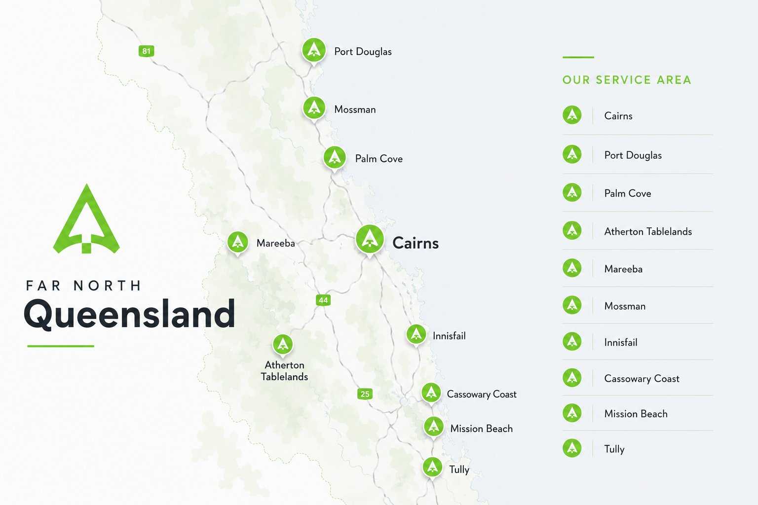 Aerotex Digital service area map - Far North Queensland